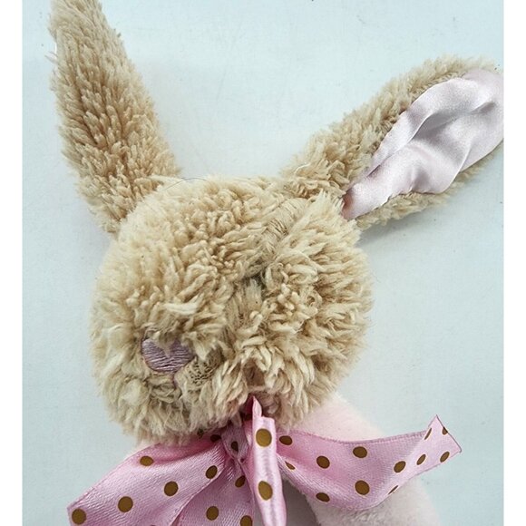 Dan Dee Pink Bunny Rabbit Rattle Plush Circle Handheld Polka Dot Ribbon Bow - Picture 3 of 8